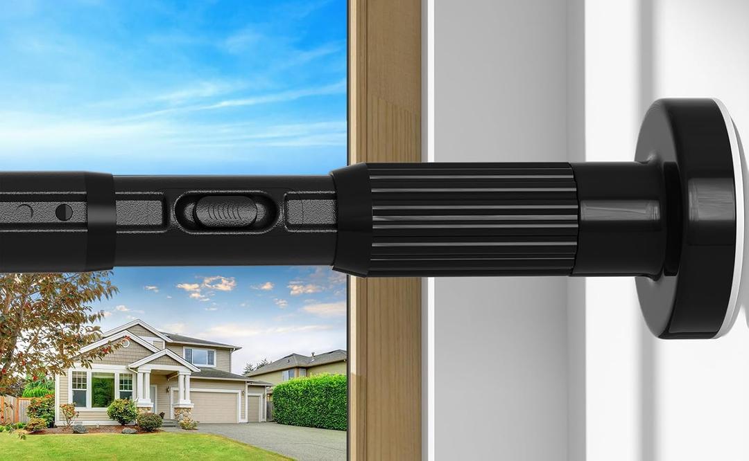 Black Tension Curtain Rod 41-126 In(4-10Ft), Long Curtain Rod No Drilling for Window or Bathroom,Outdoor Tension Rods for Patio, Heavy Duty Shower Rod,Rod Diameter 1.26In-One-bond stretching