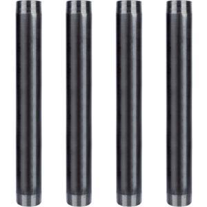 PIPE DECOR Black Steel Plumbing Pipe, 2 in. Dia. x 18 in. Pre-Cut Pipe Fits Standard 2 Inch Black Threaded Pipes, Nipples and Fittings, 4 Pack