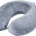 Travel Pillow,100% Pure Memory Foam U Shaped Neck Pillow,Super Lightweight Portable Headrest Great for Airplane, Car,Home,Office,Sleeping Rest (Grey), 30X30X9cm