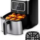 Kitchen EliteAir Fryer Oven 5.5Qt, 6 Presets Digital Display Compact Cooker,Space-saving, Nonstick & Dishwasher Safe Basket, Stainless Steel