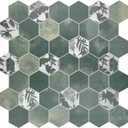 The Tiles Plaza 10-Sheet Peel and Stick Backsplash, Green Cement Hexagon Stone Composite Marble Looks Self Adhesive Wall Tile, Stick On Tiles for Kitchen Bathroom Shower, Cover 9 Sq Ft. (11.3" x 11.4")