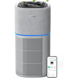 PureSpeed Air Purifiers for Home Large Room, with 5-Stage HEPA Filter, Captures 99.97% of Pet Hair, Smoke, Dust, Sleep Mode, Auto Mode, Air Quality Monitor, Smart WiFi, AP-02 (Grey)