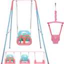 2 in 1 Toddler Swing Jumper, Swing Set for Indoor/Outdoor, Baby Jumpers and Bouncers, Easy to Assemble & Store, Suitable for Children 6 Months and Older (Pink)