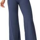 YEOREO Workout Leggings Womens No Front Seam Straight Leggings 35" High Waist Buttery Eddiy Gym Yoga Pants Navy Blue M