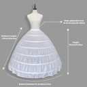 Women Crinoline Petticoat 6 Hoop Skirt Full A-Line Slips Long Underskirt for Wedding Bridal Dress Ball Gown
