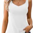 V FOR CITY Women Tank Top with Built-in Padded Bra Adjustable Wide Strap V-Neck Camisole Cotton Cami Shirts, 3XL