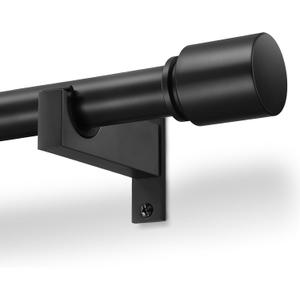 Black Aluminium Curtain Rods for Windows,1 Inch Adjustable Curtain Rod 32-45,Heavy Duty Drapery Rods with Thicken Bracket,Decorative Modern Single Rod with Aluminium Finials