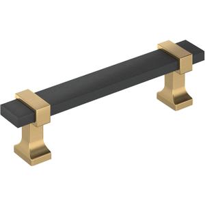 Amerock Overton 3-3/4 inch (96mm) Center-to-Center Brushed Matte Black/Champagne Bronze Cabinet Pull, BP36681BMBCZ