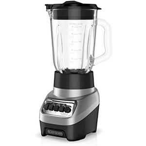 BLACK+DECKER PowerCrush Countertop Blender, 6-Cup Glass Jar, For Smoothies and More, Stainless Steel Blade, 4 Speed Settings to Puree, Crush Ice, Chop, Dice, and Pulse, Dishwasher Safe, 700W Motor
