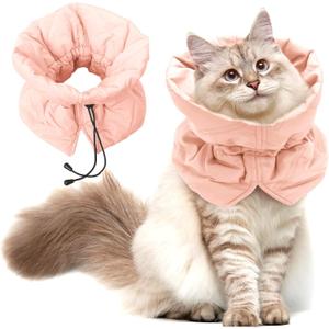 Cat Recovery Collar, Soft Adjustable Cat Cone Alternative, Lightweight Fasteners Collars for Cats Kittens Puppies, After Stop Licking and Daily Use (Orange Pink, M(Neck7.9-13.8"))