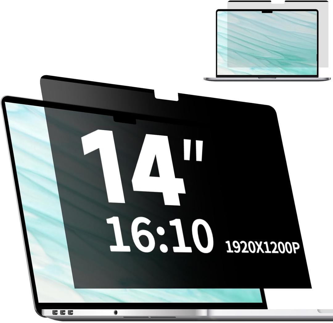 Magnetic Laptop Privacy Screen 14 Inch 16:10, Removable Matte Anti Glare Blue Light Filter - Computer Privacy Shield Not for 14" 16:9 Laptop