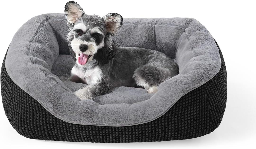 INVENHO Small Dog Bed Washable Orthopedic Calming Warming Durable Pet Bed with Anti-Slip Bottom, S (20"x19"x6")