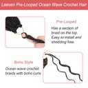 Leeven 14 Inch Pre Looped Ocean Wave Crochet Braids 8 Packs Black Short Curly Crochet Hair Boho Ocean Braids Pre Twisted Synthetic Deep Wavy Crochet Hair for Women