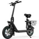 Gyroor Electric Scooter for Adults with Seat, 20/25 Miles Range 450W Motor up to 15.5/18.6 MPH Speed LCD Display, Electric Scooter with Basket (Dark Black)
