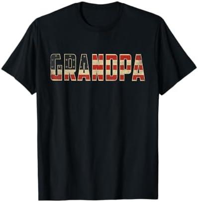 Grandpa Bold Patriotic American Flag Father’s Day Grandpa T-Shirt 2 XL