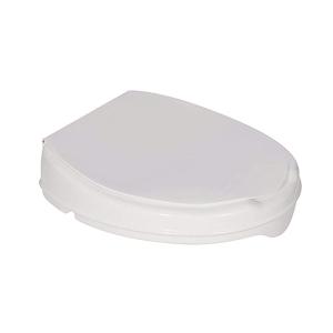 Homecraft Savanah Raised Toilet Seat with Lid, 2" Elevated Seat for Seniors, Universal Fit for Most Standard Toilets, Portable & Tool-Free, Seat Riser, Ergonomic Design, White