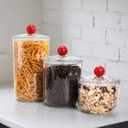 3 Pack Clear Candy Jar, Airtight Plastic Cookie Jars with Lids in 3 Sizes, Wide Mouth Food Storage Apothecary Container for Office Desk, Kitchen, Counter, 70 Oz, 45 Oz, 27 Oz