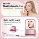 Wireless Earbuds with LED Makeup Mirror Case, Bluetooth 6.0 Open Ear Clip-On Headphones, Cute Pink Air Conduction Earphones for Women, Low Latency, Secure Fit for Running & Travel