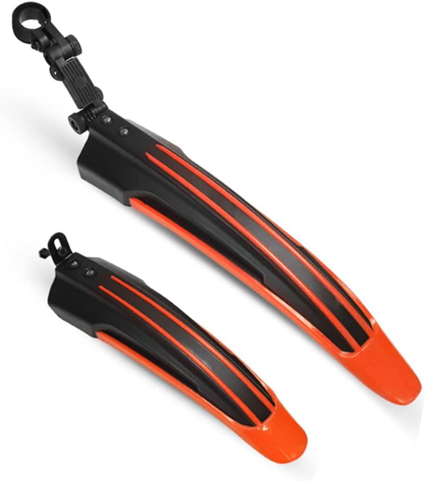 Adjustable Road Mountain Bike Bicycle Cycling Tire Front and Rear Mud Guards Mudguard Fenders Set (Orange & Black)