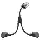 1 Pcs 2 in 1 Light Socket to Plug Adapter, Convert E26/E27 Bulb Socket to 2 Pieces 3 Prong Outlet with Extension Cord, Flexible Light Bulb Socket Converter Suitable for Porch Patio Garage Use (Black)