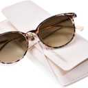 Reader Sunglasses for Women, TR90 Round Full Lens Outdoor Reading Sunglasses with Spring Hinge, UV400 Protection, +1.50 Tortoise