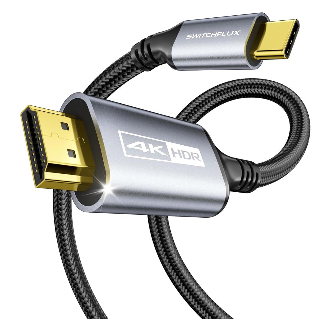 USB-C to HDMI Cable 6Ft [4K@60Hz] High-Speed USB Type C to HDMI 2.0 Braided Cord (Thunderbolt 3/4 Compatible) for iPhone 15 Series, MacBook Pro/Air, iPad Pro, Galaxy S8 to S23