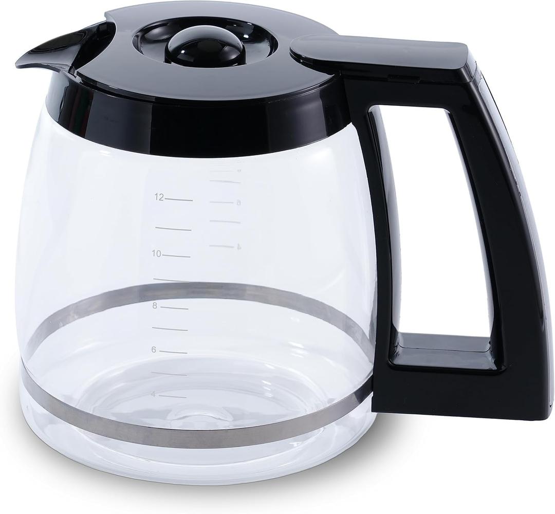 12-Cup Coffee Maker Carafe Replacement Compatible Black SS-12, SS-15, SS-16, DCC-1100BK, DCC-1200, DCC-2650, CHW-12P1, DGB-400, DGB-550BK, DGB-550BK1, DGB-625BC and DGB-700BC