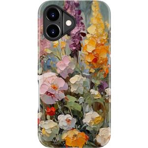 for iPhone 17 Case - Wireless Charging Compatible - Dual-Layer Hard Shell + Silicone Cover - Shockproof Protective Phone Case with Stylish Designs for Women - Oil Painting Flowers