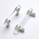 5 Pack Crystal Drawer Pulls 5 inch Hole Center, Kitchen Cabinet Pulls Handles Glass Dresser Pull, Brushed Nickel
