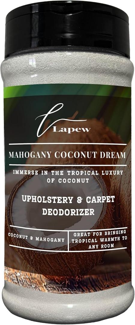 Mahogany Coconut Dream Carpet Freshener Powder: Powerful Odor Eliminator for Home, Upholstery Deodorizer, Carpet Deodorizer, Pet Urine, Cat Litter Box - Mahogany Coconut Dream Fragrance. (16 Ounce (Pack of 1))