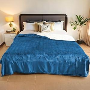 Electric Heated Blanket King Size - 90"x100", Soft Flannel Heating Blanket, 10 Heating Levels, 1-12 H Auto Shut Off, Breathable Warm and Washable for Bed, Lake Blue