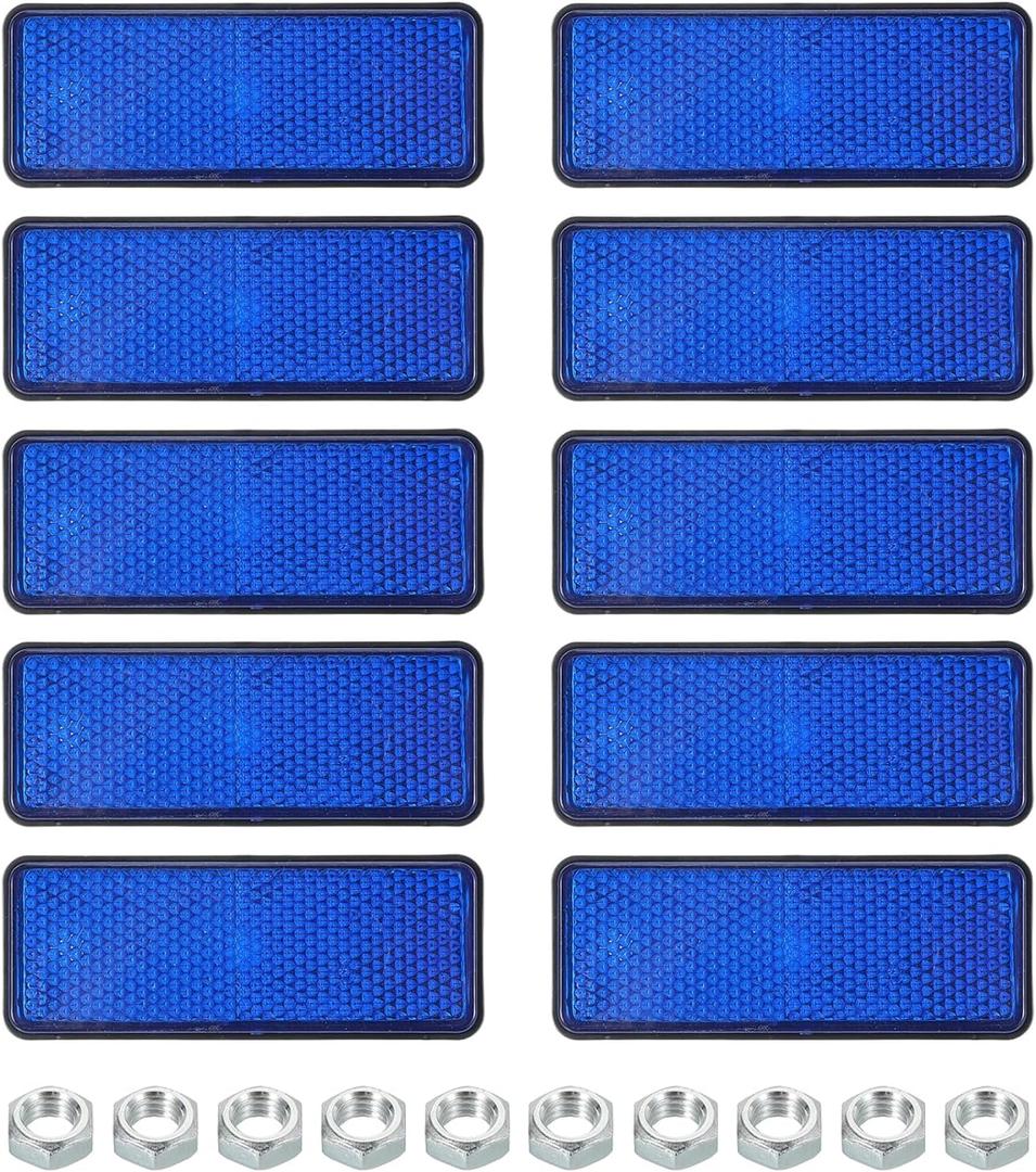 PATIKIL Rectangle Rear Reflectors, 10 Pcs Safety Reflective Warning Reflector Plastic Universal Motorcycle Reflector with M5 Screw Mount for Car Motorcycle Trailer Bike Bicycles, Blue