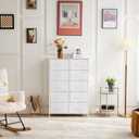 DUMOS 10 Drawer Tall Dresser for Bedroom & Living Room, White, 11.8"D x 31.5"W x 45.8"H