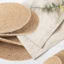 13.8 Inch Round Jute Placemats Set of 10  Boho Rustic Woven Table Mats & Charger Plates, Heat Resistant & Easy to Clean, Handwoven Farmhouse Table Decor for Dining, Kitchen, Weddings & Home