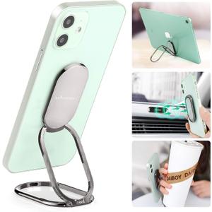 Phone Ring Holder Finger Kickstand 360°Rotation Cellphone Back Grip Foldable Cell Phone Stand for Desk Compatible with iPhone iPad Smartphones Tablets (with Universal Magnetic Car Mount)