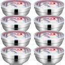 Honeydak 8 Pcs 19 oz Stainless Steel Bowls with Lids Large Mixing Bowls Insulated Metal Salad Noodle Soup Snack Leak Proof Food Storage Container with Airtight Lids
