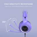 SOMIC G951S Purple Stereo Gaming Headset with Mic for PS4, PS5, Xbox One, PC, Phone, Detachable Cat Ear 3.5MM Noise Reduction Headphones Computer Gaming Headphone Self-Adjusting Gamer Headsets