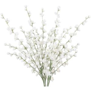 IPOPU White Delphinium Artificial Flowers,5PCS Silk Larkspur Faux Flowers 45.6in Tall Fake Flowers for Floor Vase Table Centerpieces Wedding Home Decor (White)