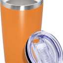 20 oz Tumbler Coffee Tavel Tumblers Bulk with Lid Stainless Steel Double Wall Vacuum Insulated Mug Powder Coated Cups fit Car Cupholder for Hot and Cold - Orange, 1Pack