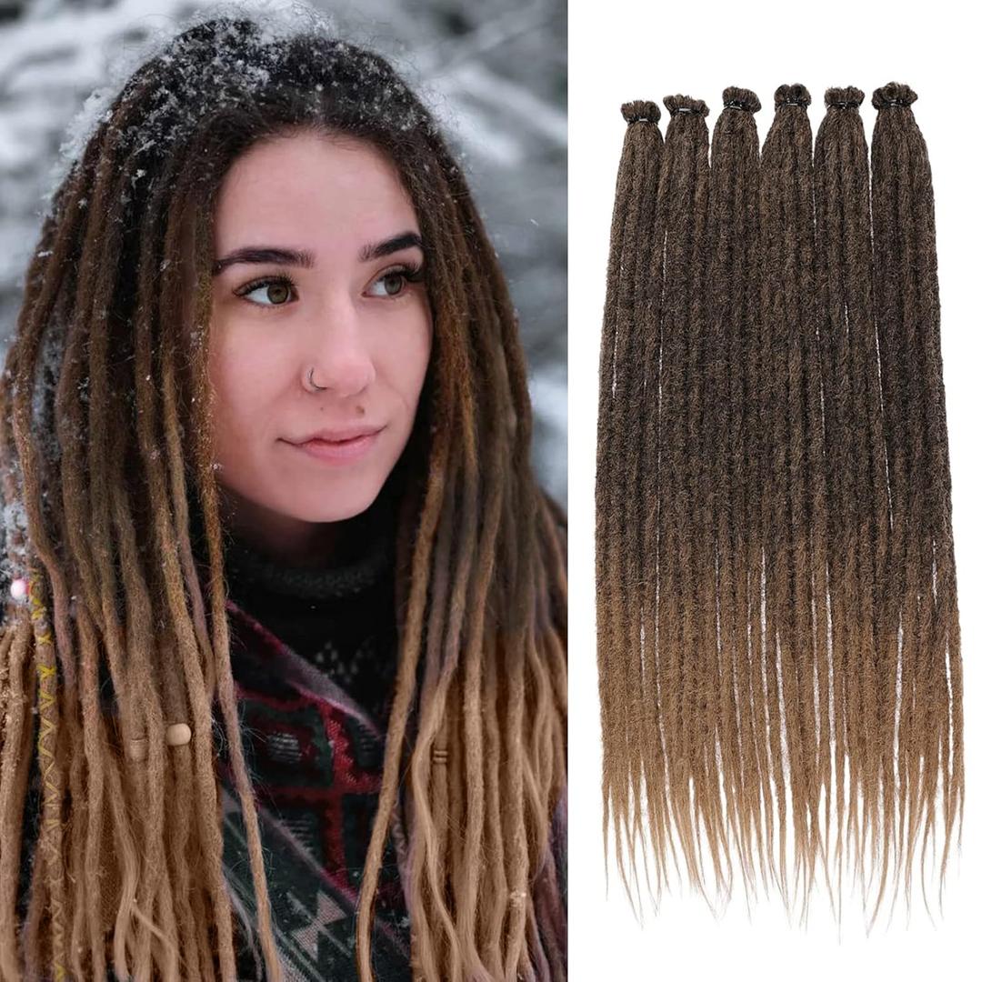 Leeven 40 Strands Synthetic Dreadlock Extensions 18 Inch Ombre Honey Blonde Crochet SE Dreads Extensions 0.6 cm Width Thin Soft Loc Extensions Reggae Style Hippe Dreads for Women Men