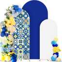 Newwiee Set of 3 Amalfi Coast Wedding Arch Cover 8ft, 7.2ft, 6.6ft, Spandex Fitted Wedding Arch Covers for Birthday Party Decor (Floral, Classic Color)