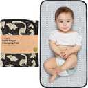 KeaBabies Portable Diaper Changing Pad, Easy Wipe Clean - Foldable Waterproof Baby Changing Mat for Diaper Bag, Compact, Lightweight, 25x13 Newborn, Infant, Baby Changer Travel Essential (Dino Ridge)
