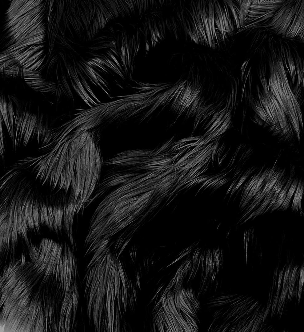 EOVEA Faux Fur Fabric by The Yard  60" Wide | 2.5" Long Pile Shaggy Mohair | Soft Fluffy Fake Fur for Fursuits, Cosplay, Costumes, Sewing, Crafts | Cruelty-Free Plush Fabric(Black, One Yard)