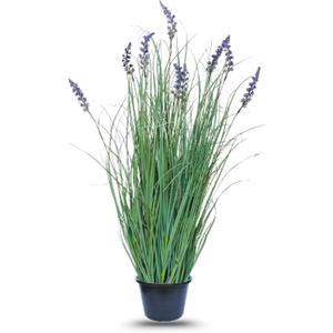 Seasons Need Artificial Lavender Fake Grass Plant - 28 inches with Black Plastic Planter for Home Wedding Kitchen Garden Patio Window Centerpieces Indoor Outdoor Dcor (1Pc)