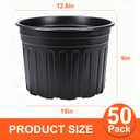 HECTOLIFE 50-Pack 5 Gallon Black Flexible Flower Plant Nursery Pots | Thickened Soft Plastic Seed Starting Container for Succulents, Seedlings, Cuttings, Transplanting