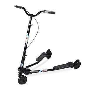 AODI Swing Wiggle Scooter, 3 Wheels Drifting Folding Kick Scooter with 4-Level Adjustable Height/Foldable for Kids/Woman/Men Age 6+ Years Old