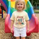 Happy Funny Last Day of School T-Shirt for Kids Toddler Girls Boys Short Sleeve Tee Cotton 2-8T (Beige)