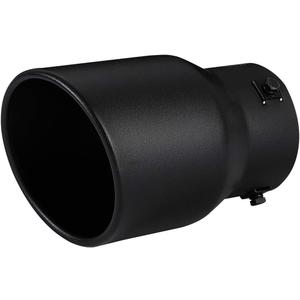 TriTrust Exhaust Tip, 2.5-3 inch inlet adjustable,Fit 2.5''/2.75''/3'' Outer diameter Tailpipe, 4.5'' Outlet 7'' Long Muffler Tip, Black Powder Coated Stainless Steel Tail Tip