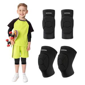 Kids/Youth Knee Pads + Elbow Pads, Compression Support Sleeve with Thickened Pad, Breathable & Lightweight Protective Gear for Basketball Wrestling Football Volleyball Snowboarding Dance(S)