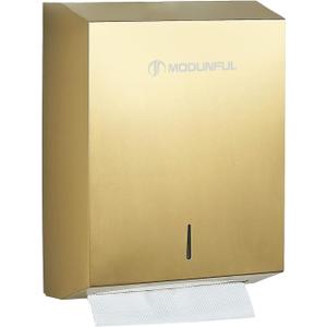 Commercial Paper Towel Dispenser Gold - Multifold Paper Towel Dispenser Wall Mount, High Capacity Stainless Steel Tissue Holder, Suitable for Bathrooms and Public Places, 500 Sheet Z/C Fold
